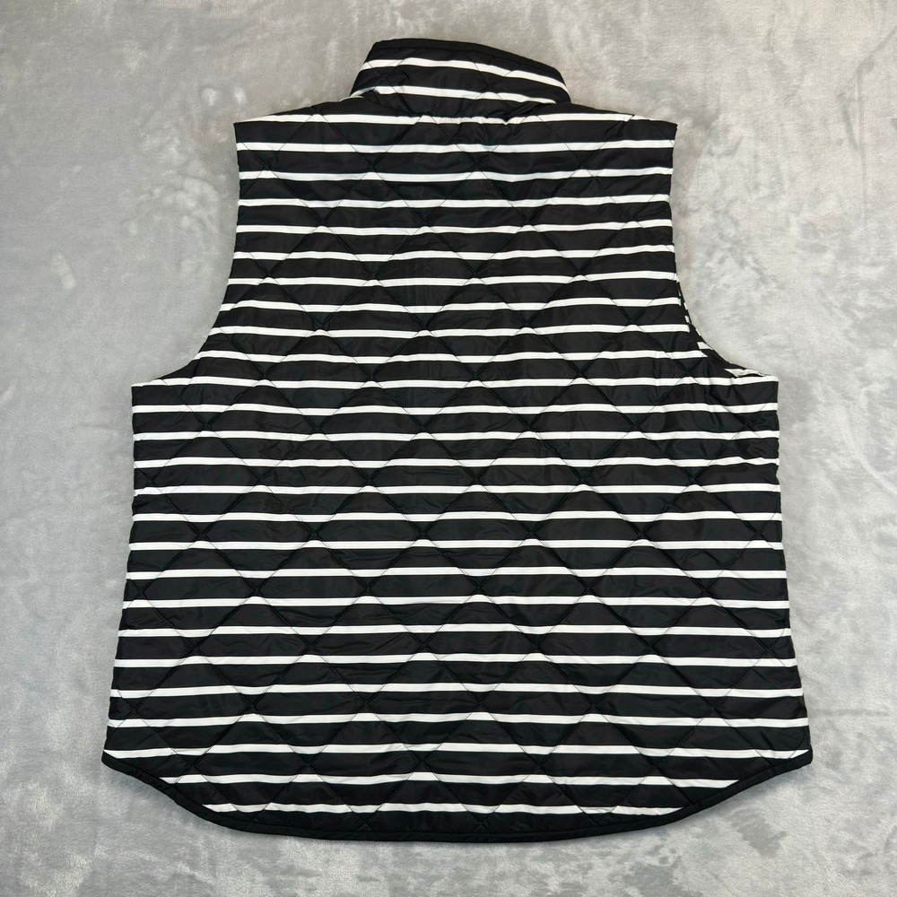 Gap Puffer Vest Women XL Black White Striped Quilted Zip Front Mock Neck RN54023 - Picture 8 of 8